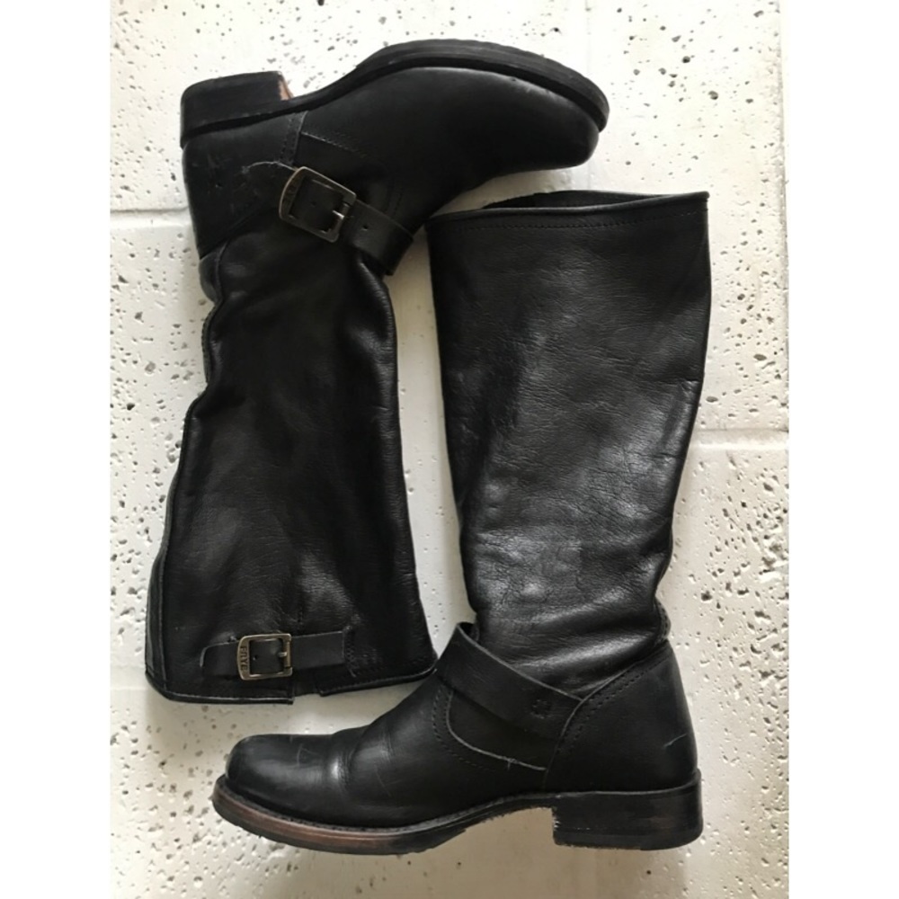 Black leather Veronica slouch boots 🖤👢